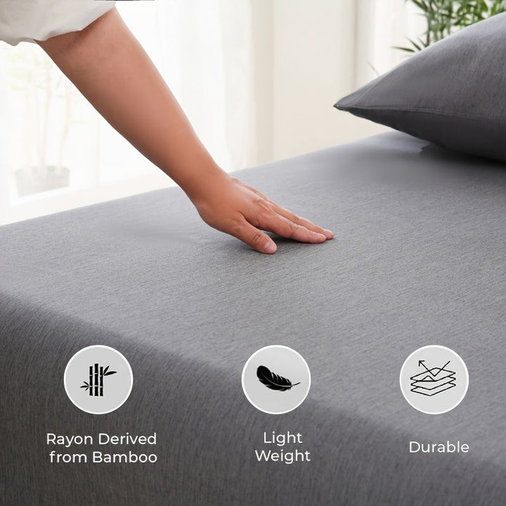 Breathable bamboo-blend fitted sheet on a mattress - product photo 10