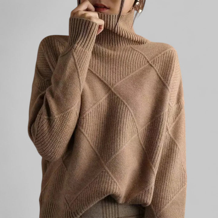 Nadia | Cozy Oversized Patterned Winter Turtleneck Sweater for Women