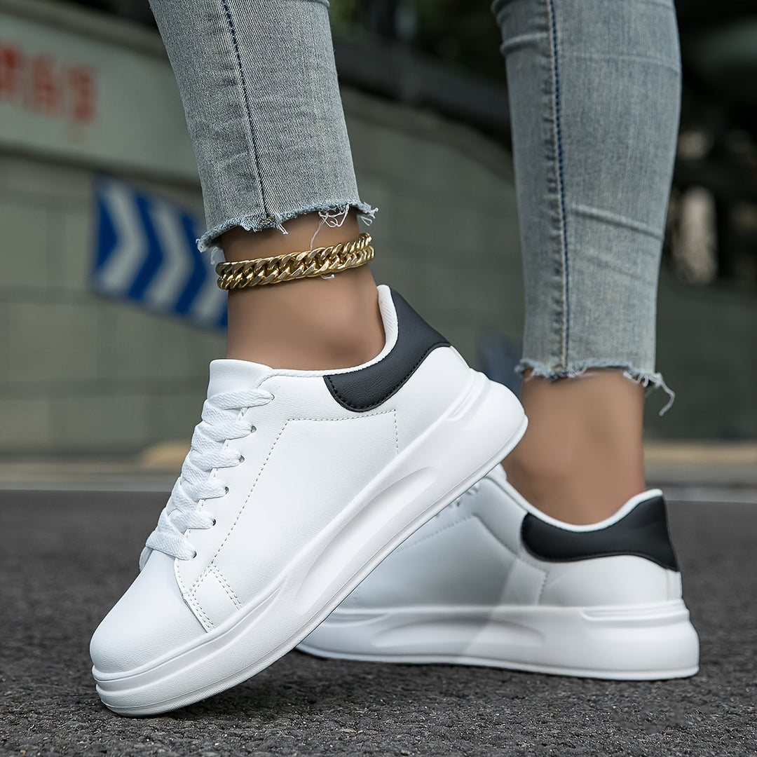 Ava | Women’s Minimalist White Leather Sneakers