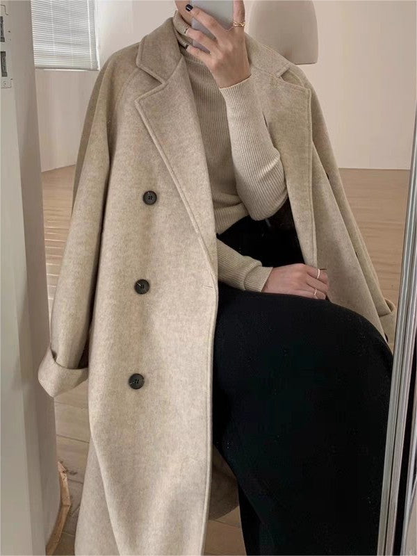 Classic long coat with a notch lapel collar - product photo 1