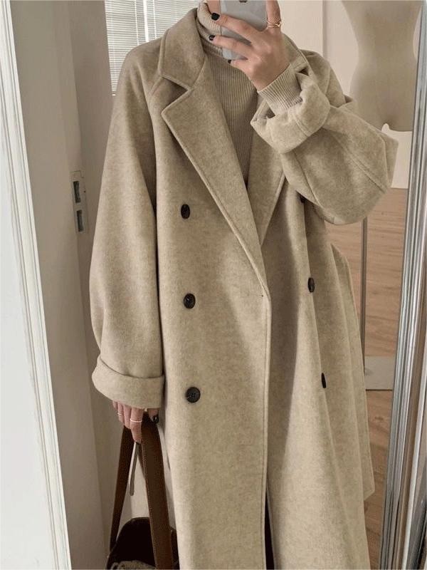 Classic long coat with a notch lapel collar - product photo 2