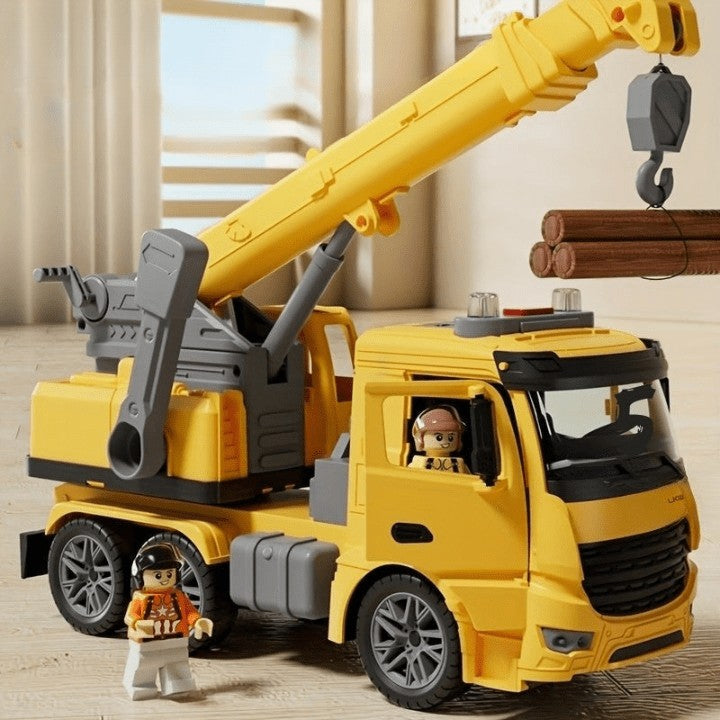 Toy crane truck with a movable arm, lights and sound - product photo 2