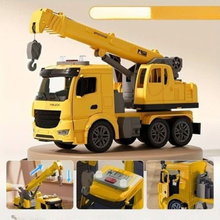 Toy crane truck with a movable arm, lights and sound - product photo 5