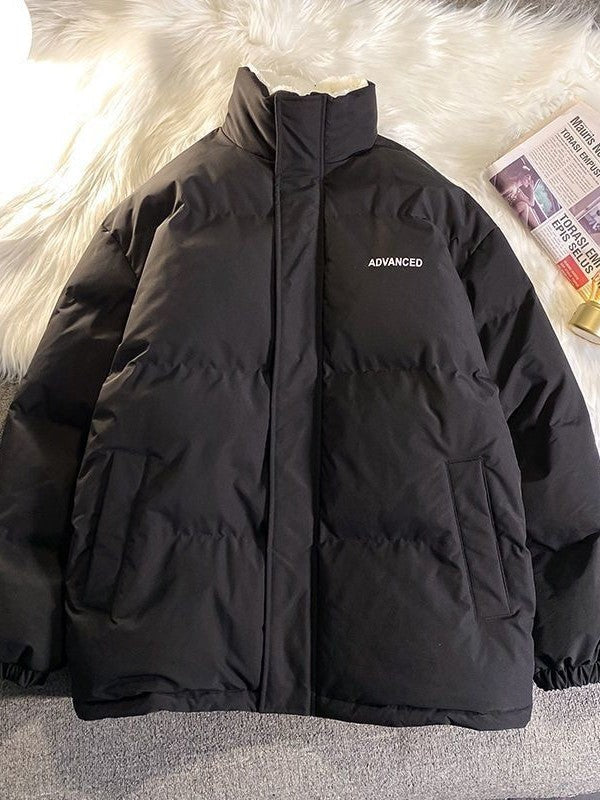 Cropped quilted jacket with a high stand collar and full zip - product photo 2