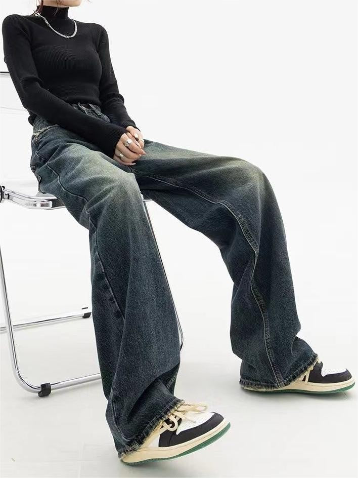 Dark washed vintage baggy boyfriend jeans with pocket trim detail - product photo 8