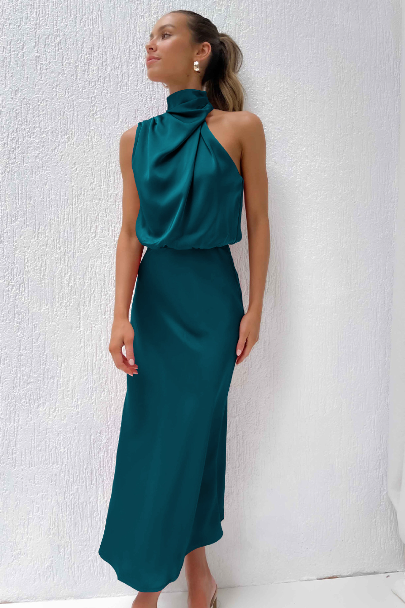 Colette | Women’s Stylish Midi Dress with Modern Neckline