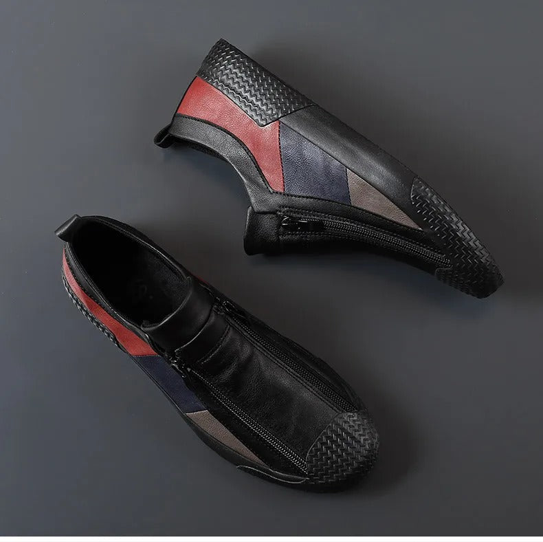 LOGAN | Men’s Casual Slip-On Sneakers With Side Zip And Panelled Design