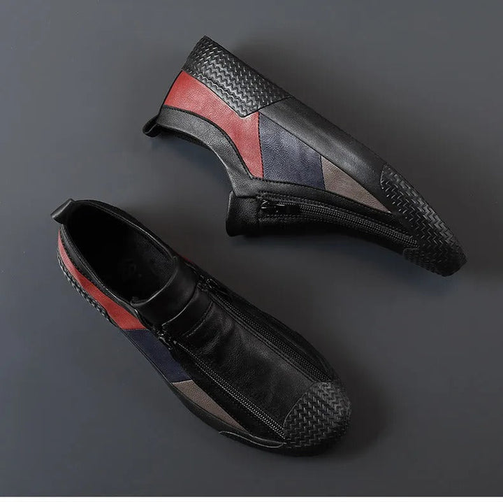LOGAN | Men’s Casual Slip-On Sneakers With Side Zip And Panelled Design