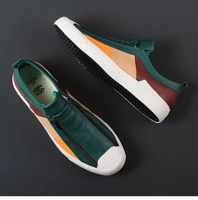 LOGAN | Men’s Casual Slip-On Sneakers With Side Zip And Panelled Design