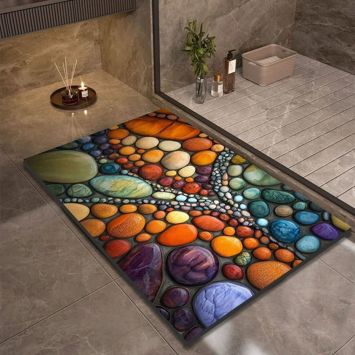 Fast-drying diatomaceous earth bath mat on a bathroom floor - product photo 15