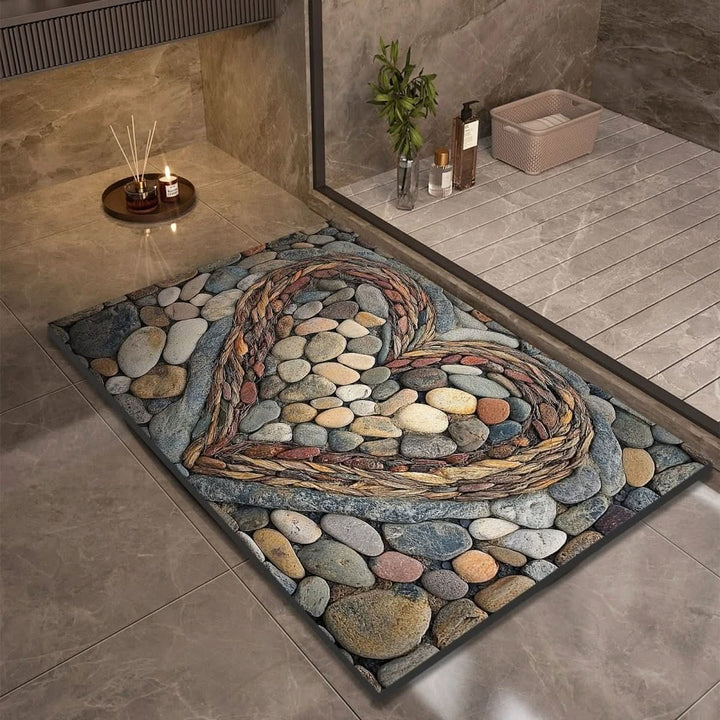 Fast-drying diatomaceous earth bath mat on a bathroom floor - product photo 16