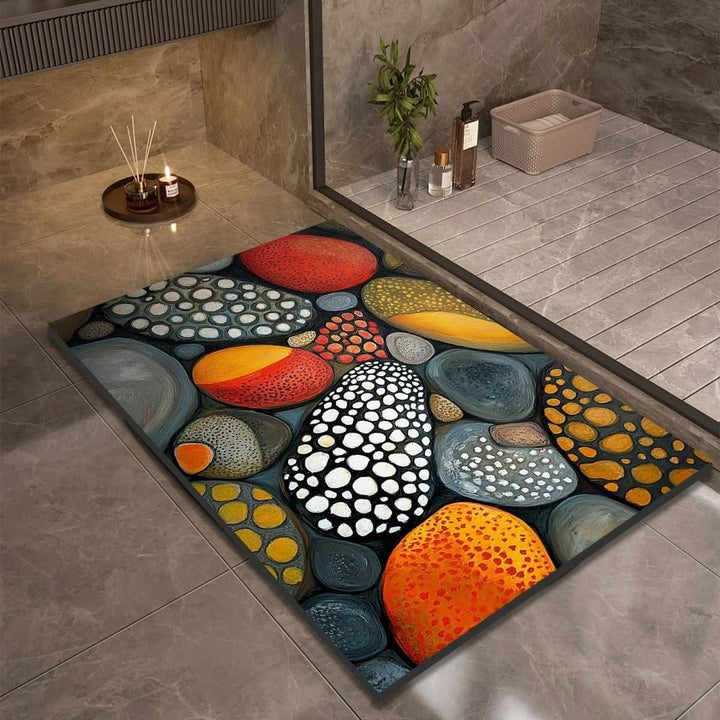 Fast-drying diatomaceous earth bath mat on a bathroom floor - product photo 6