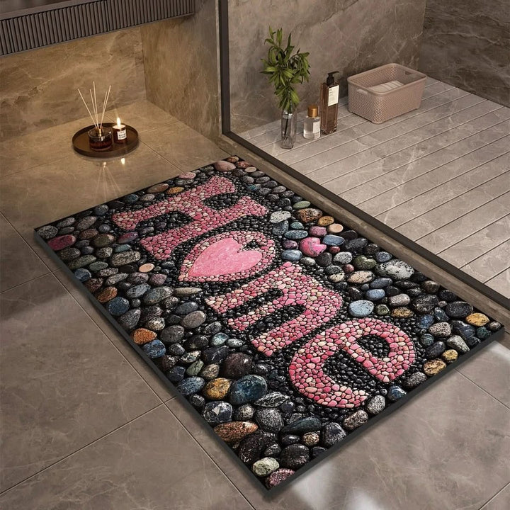 Fast-drying diatomaceous earth bath mat on a bathroom floor - product photo 7