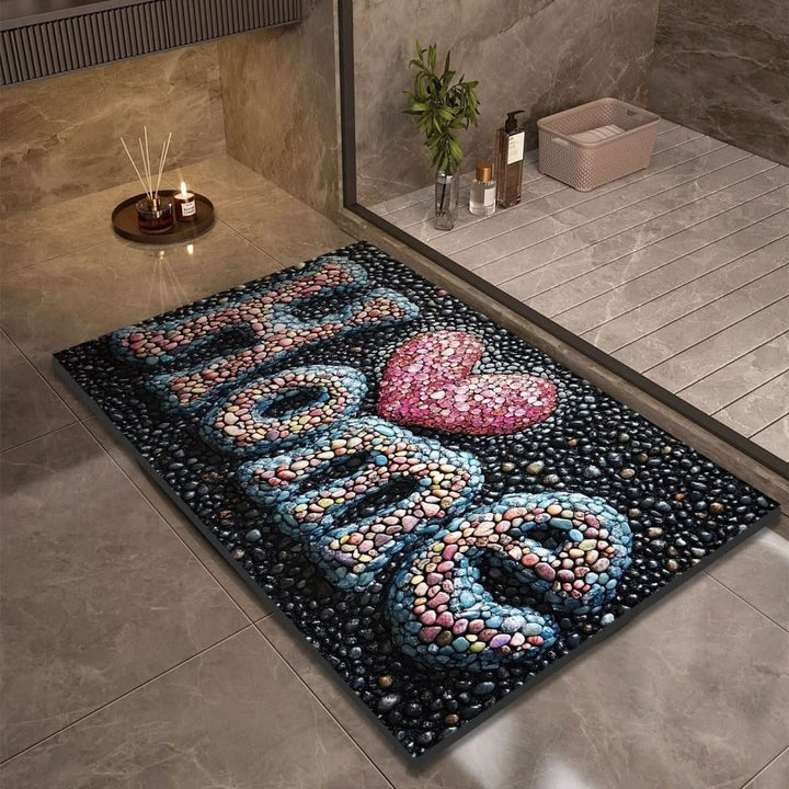 Fast-drying diatomaceous earth bath mat on a bathroom floor - product photo 8