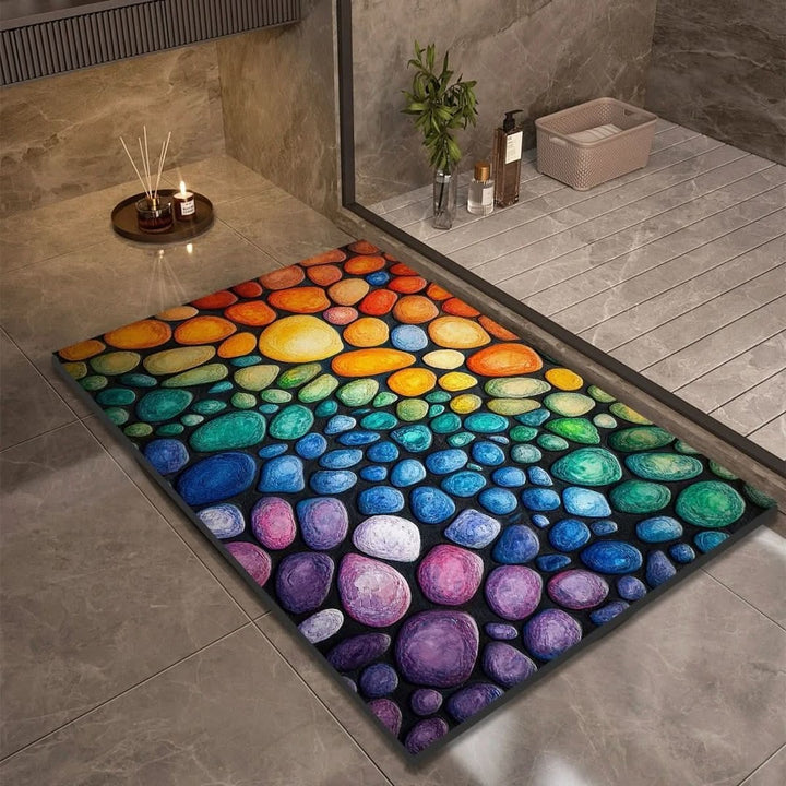 Fast-drying diatomaceous earth bath mat on a bathroom floor - product photo 9
