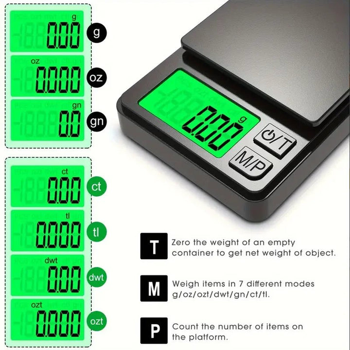 Compact digital precision scale with a backlit display - product photo 3