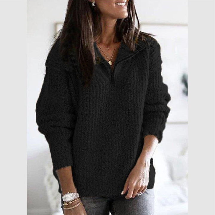 Elena | Soft Ribbed Zip-Front Knit Sweater for Women