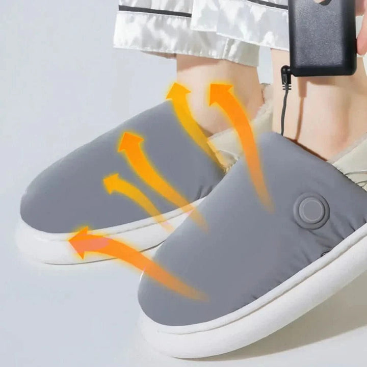 Heated indoor slippers in thick insulated fabric - product photo 4