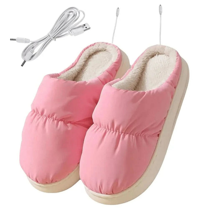 Heated indoor slippers in thick insulated fabric - product photo 6