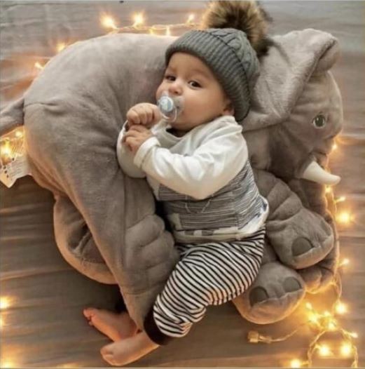 Elephant-shaped plush baby pillow - product photo 1