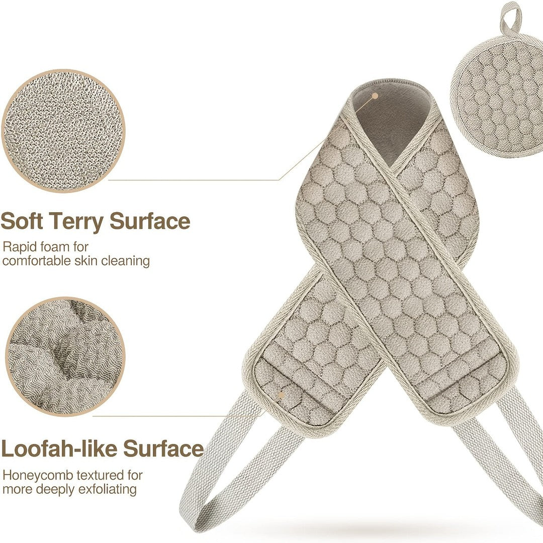 Exfoliating back scrubber with a honeycomb texture - product photo 2