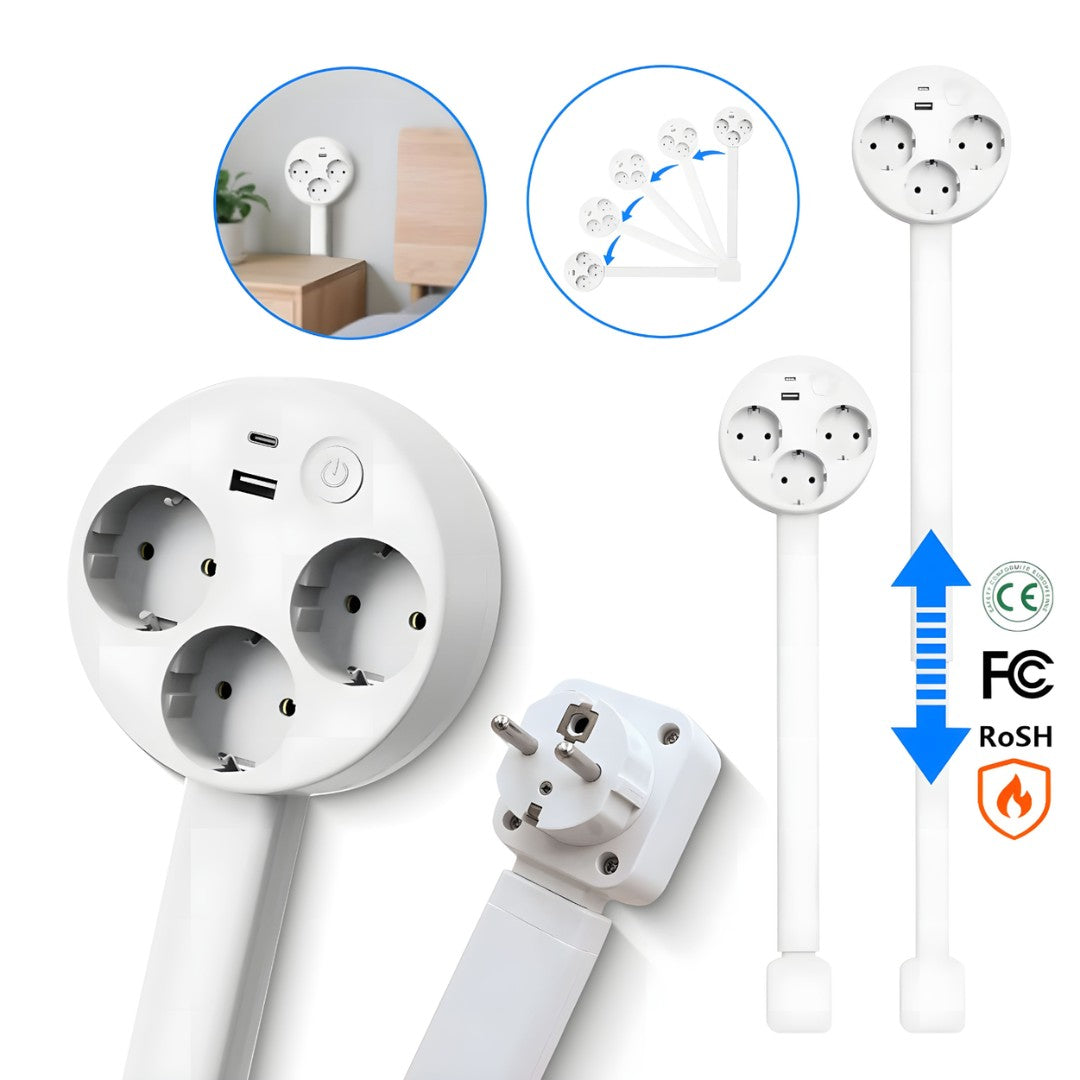Extendable power strip with multiple outlets - product photo 2