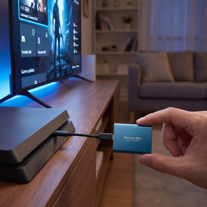 External USB-C SSD in an aluminum housing - product photo 1