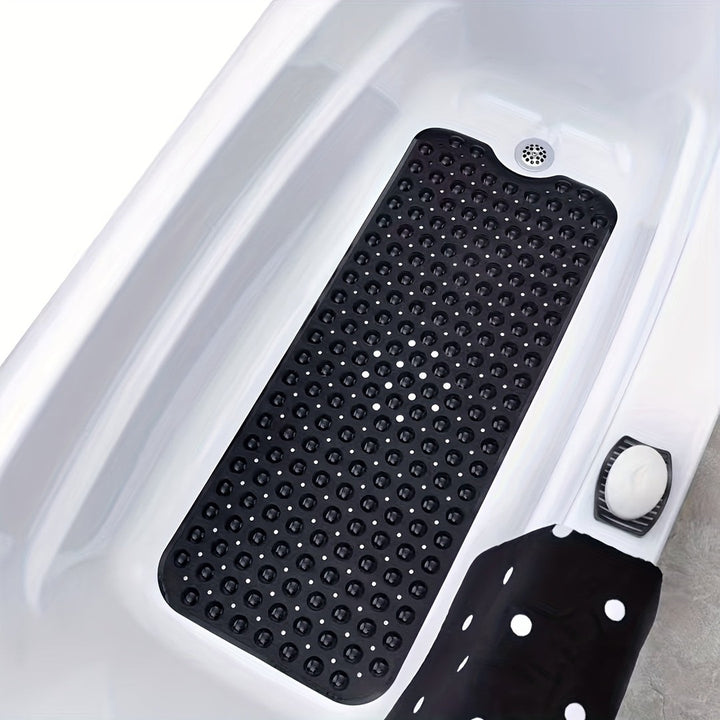 Extra long non-slip bath mat with suction cups in a tub - product photo 1