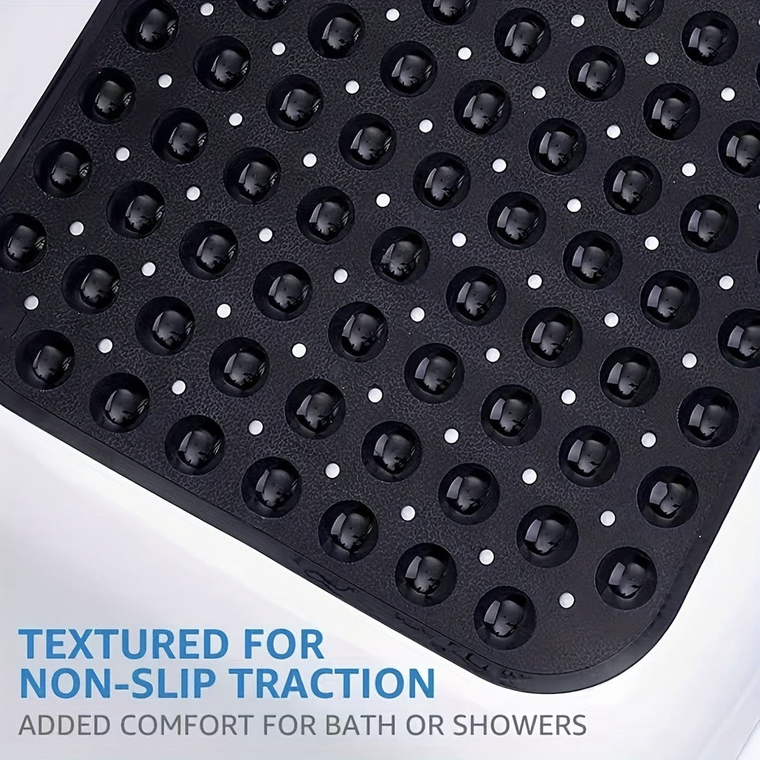 Extra long non-slip bath mat with suction cups in a tub - product photo 2