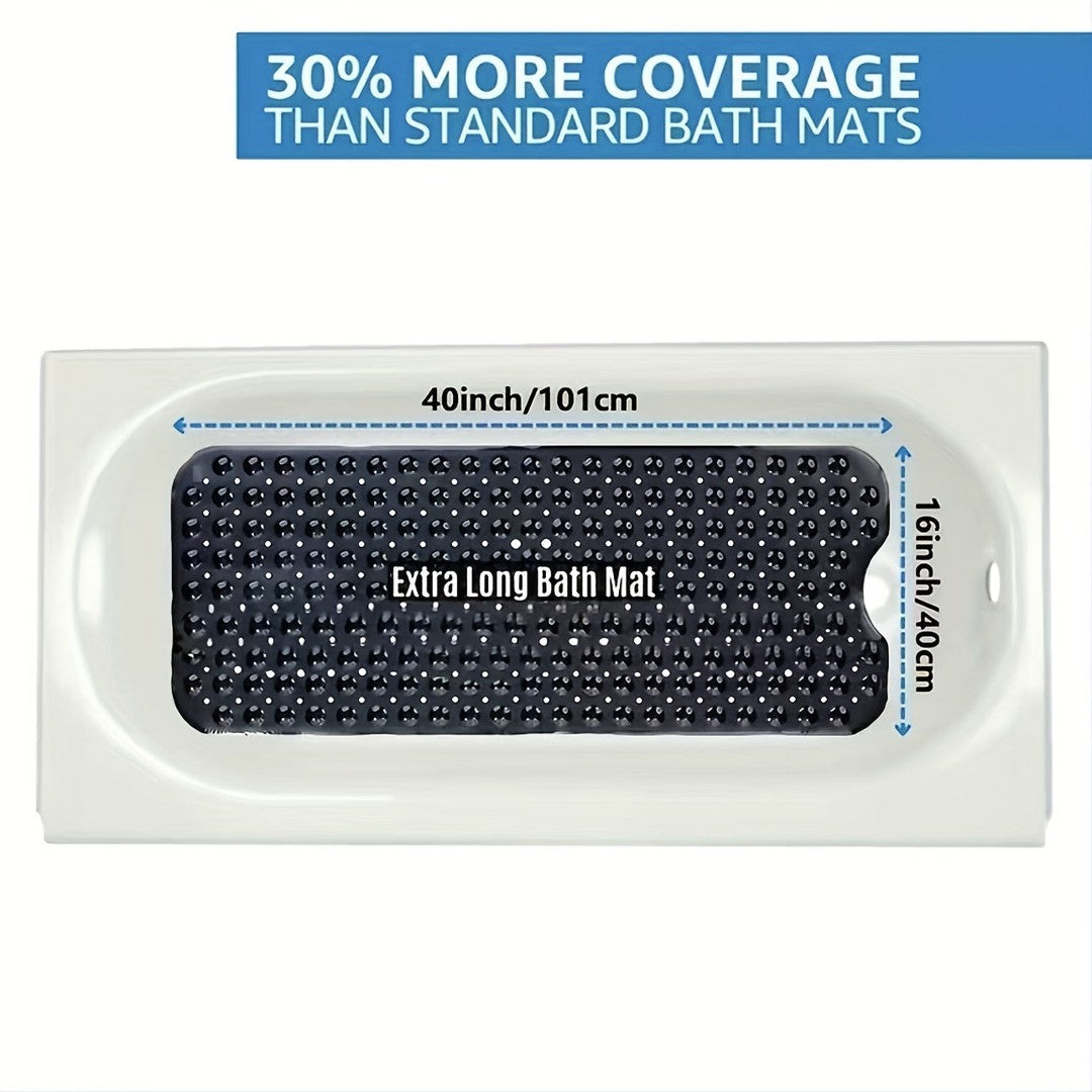 Extra long non-slip bath mat with suction cups in a tub - product photo 4