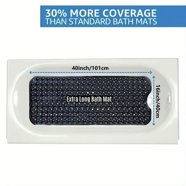 Extra long non-slip bath mat with suction cups in a tub - product photo 4