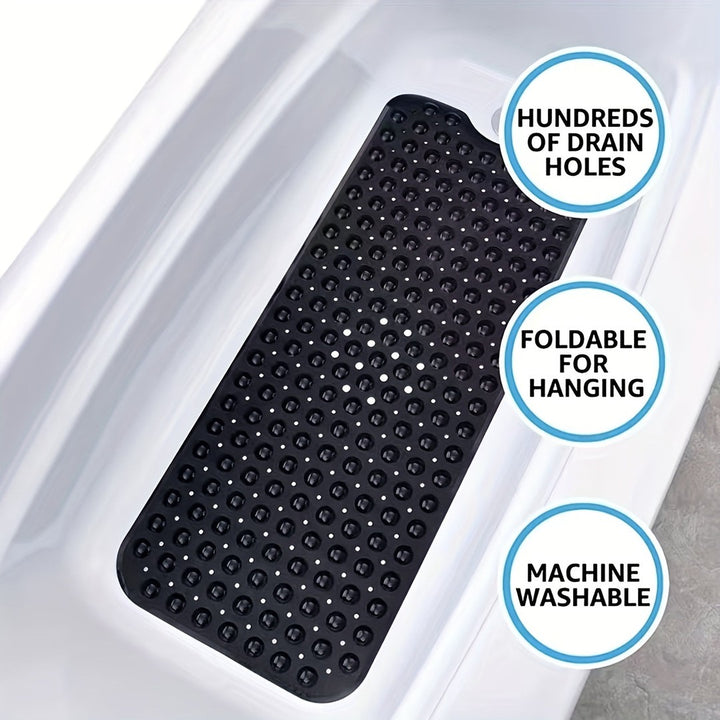 Extra long non-slip bath mat with suction cups in a tub - product photo 6