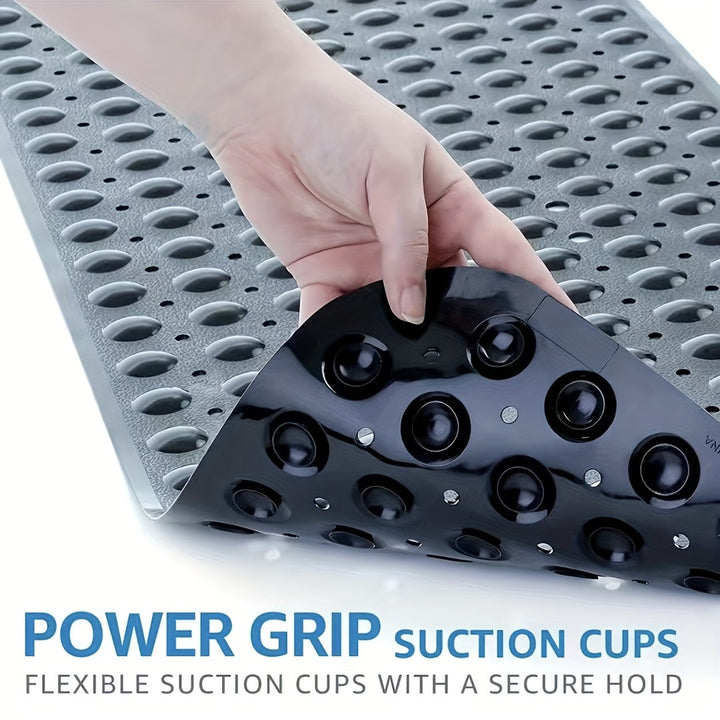 Extra long non-slip bath mat with suction cups in a tub - product photo 8