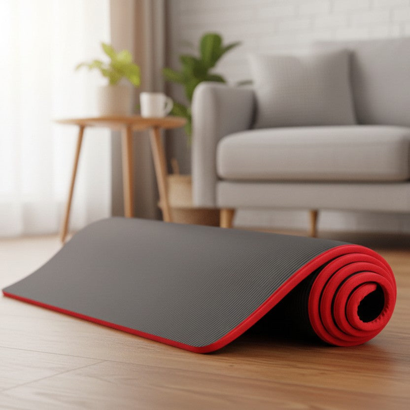 Extra thick non-slip yoga mat rolled out - product photo 1