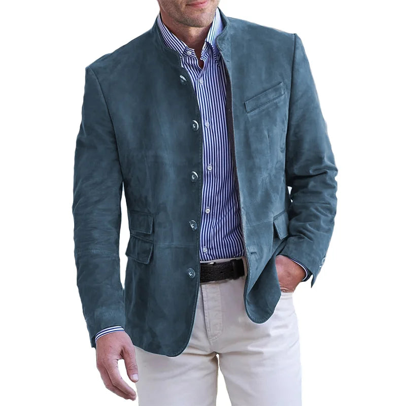 Julian | Slim-Fit Men’s Suede Blazer With Mandarin Collar