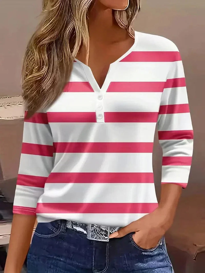 Amelia | Classic Striped V-Neck Top For Women