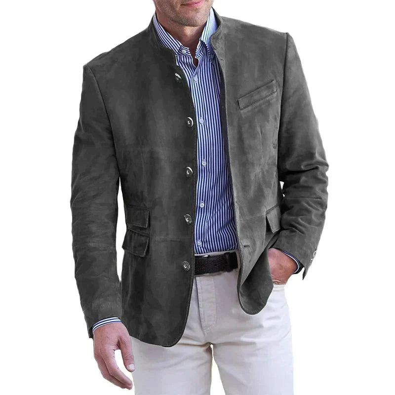 Julian | Slim-Fit Men’s Suede Blazer With Mandarin Collar