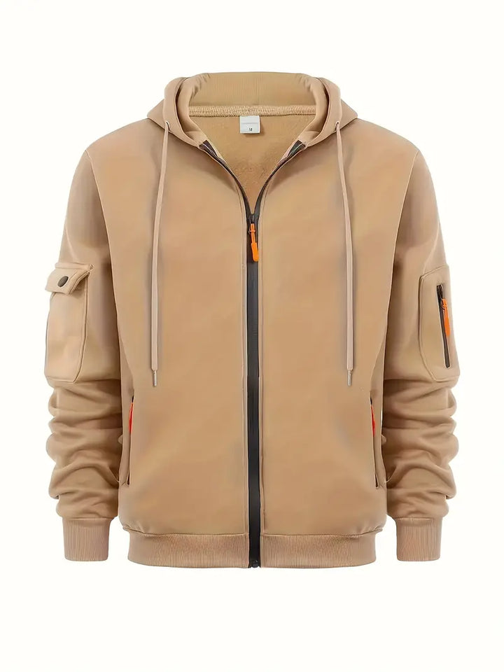 Lucas | Men’s Full-Zip Hooded Sweatshirt With Functional Pockets And Adjustable Drawcord