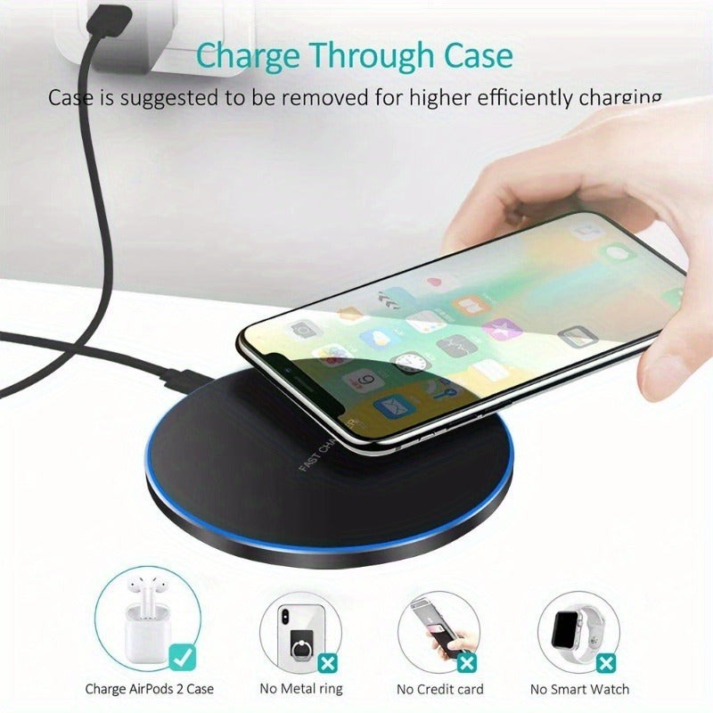 Wireless charging pad with a phone on it - product photo 3