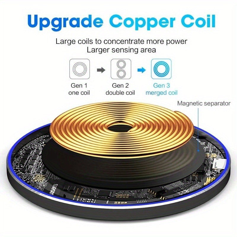 Wireless charging pad with a phone on it - product photo 8
