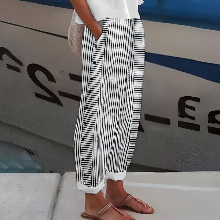 Daphne | Tailored Striped Panel Trousers For Women
