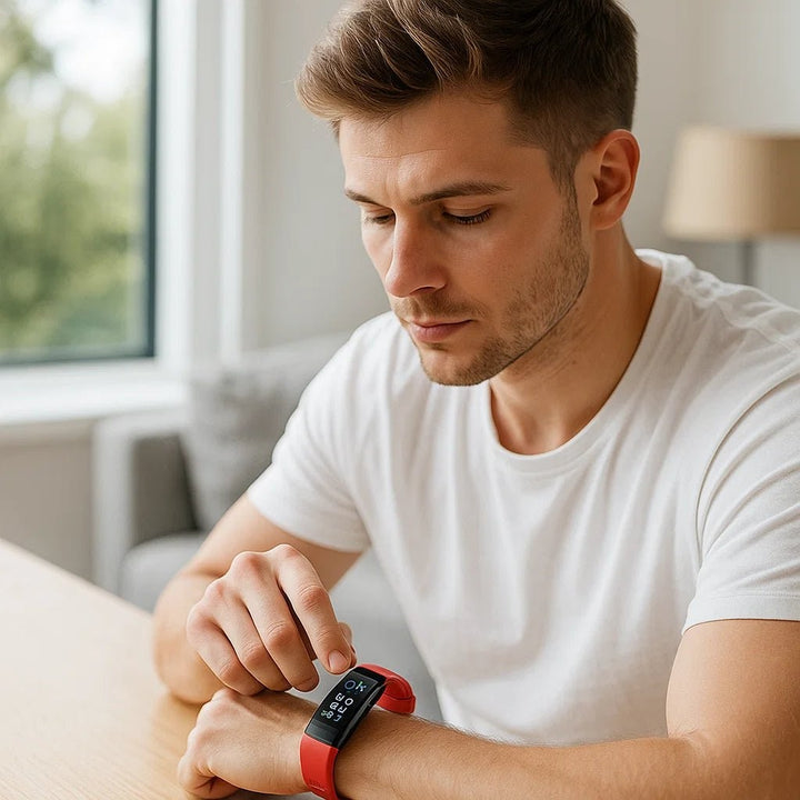Fitness tracker smartwatch showing heart rate and activity data - product photo 1