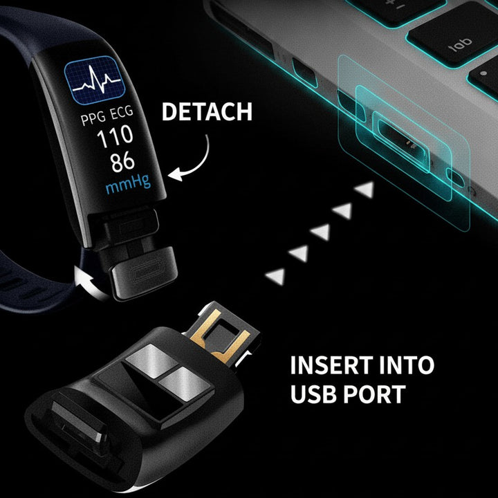 Fitness tracker smartwatch showing heart rate and activity data - product photo 12