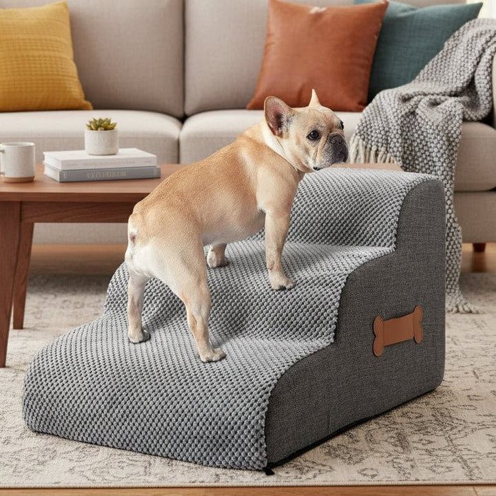 Foam dog steps beside a bed - product photo 1