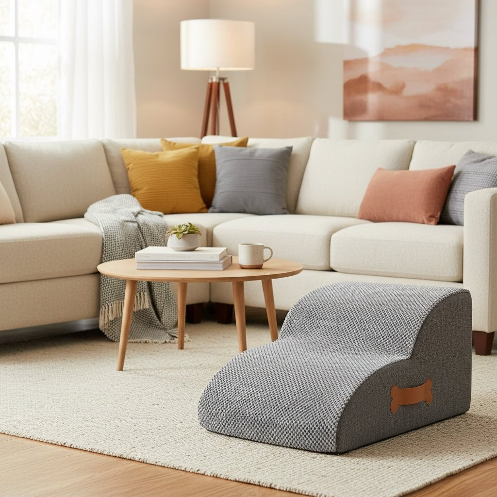 Foam dog steps beside a bed - product photo 2
