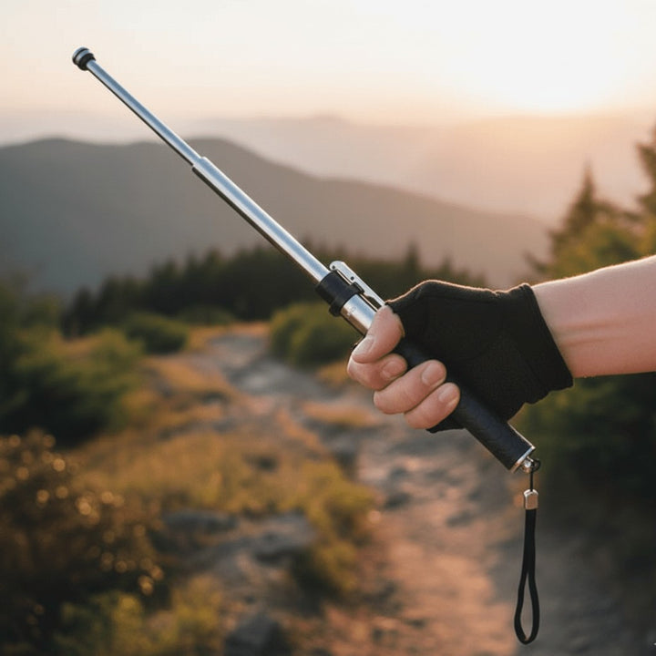 Foldable aluminum hiking stick with an ergonomic anti-slip grip - product photo 1