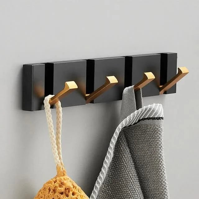 Foldable aluminum wall hooks folded flat against their rail - product photo 10