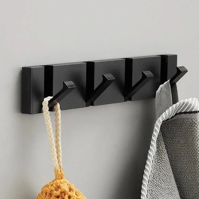 Foldable aluminum wall hooks folded flat against their rail - product photo 11