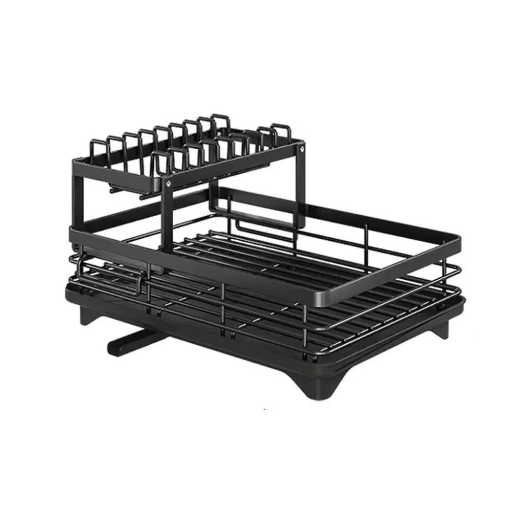 Foldable stainless steel dish drying rack beside a sink - product photo 6