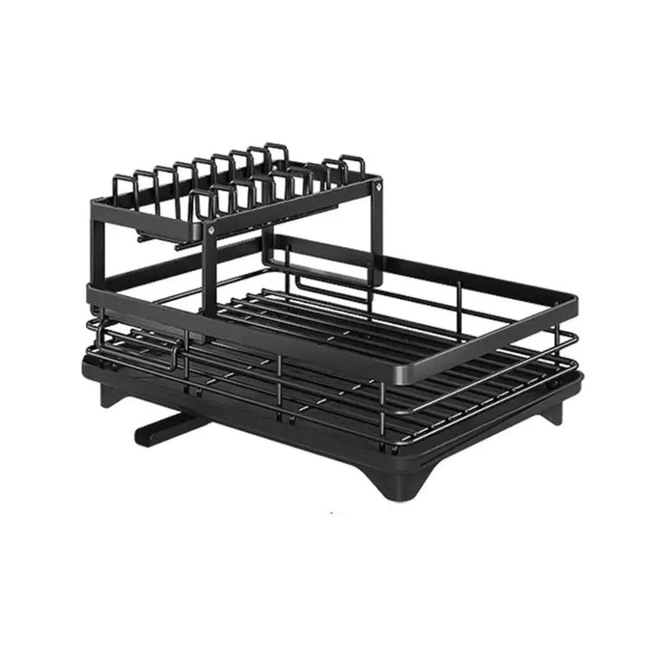 Foldable stainless steel dish drying rack beside a sink - product photo 6